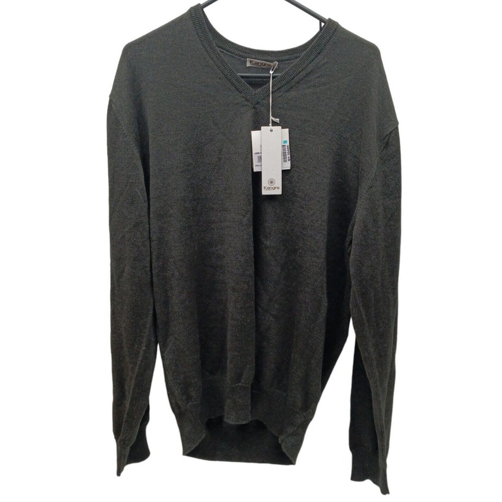 KANGRA Cashmere Grey, EXTREMELY COMFORTABLE Long Sleeve Silk V-Neck Unisex Sz 56